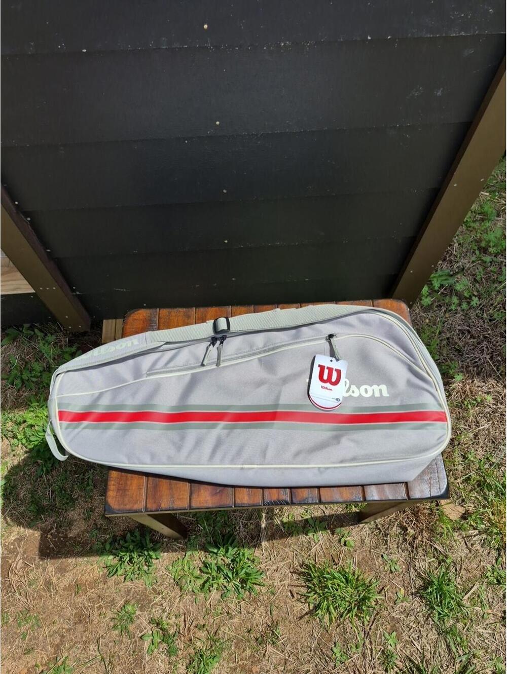 WILSON 2025 Team Tennis Racket Bag Oats/Red, Holds up to 3 Rackets $69 MSRP NEW